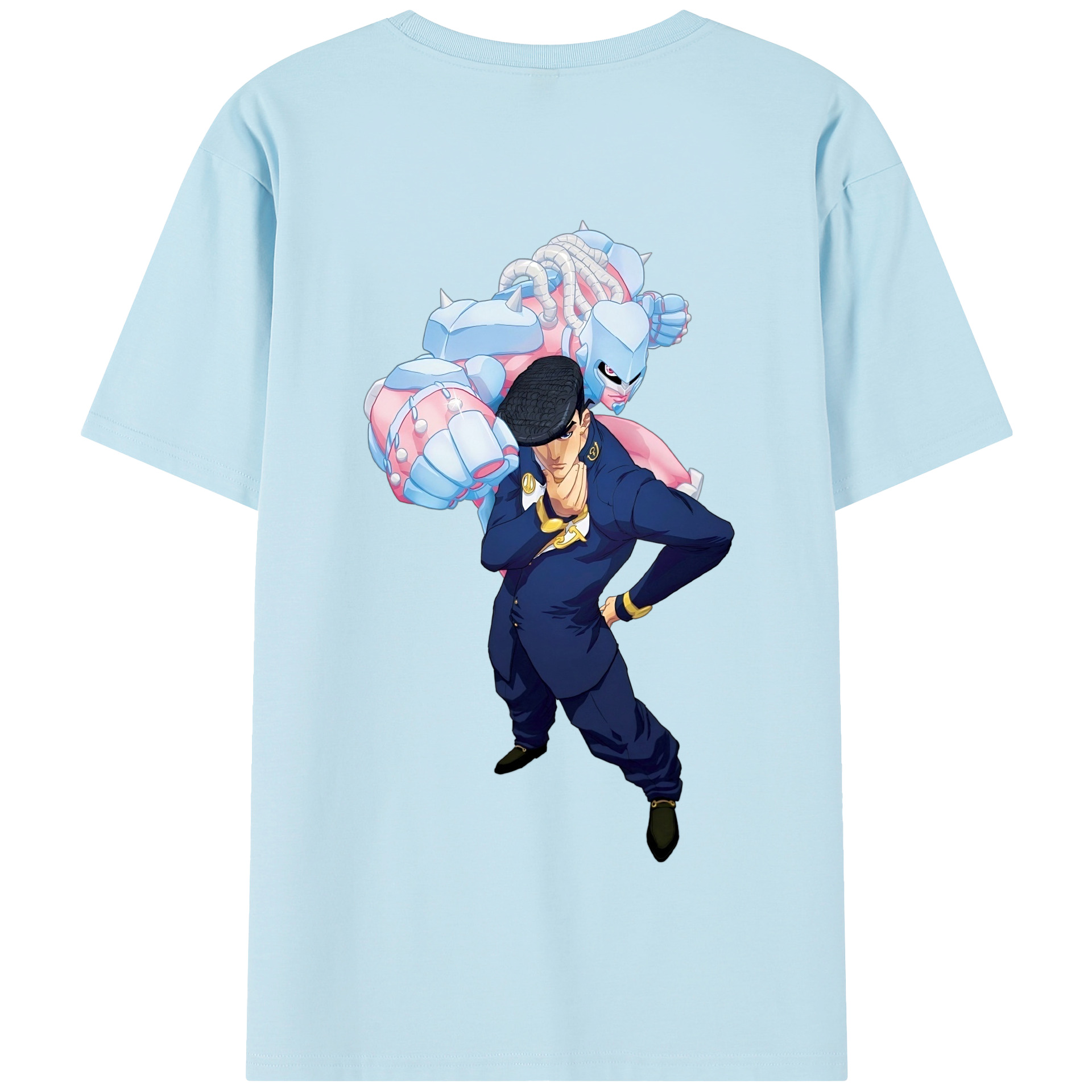 （画像用） ジョジョの奇妙な冒険 ひがしかた じょうすけ JoJo's Bizarre Adventure Higashikata Josuke 綿100％半袖Tシャツ（背面プリント）